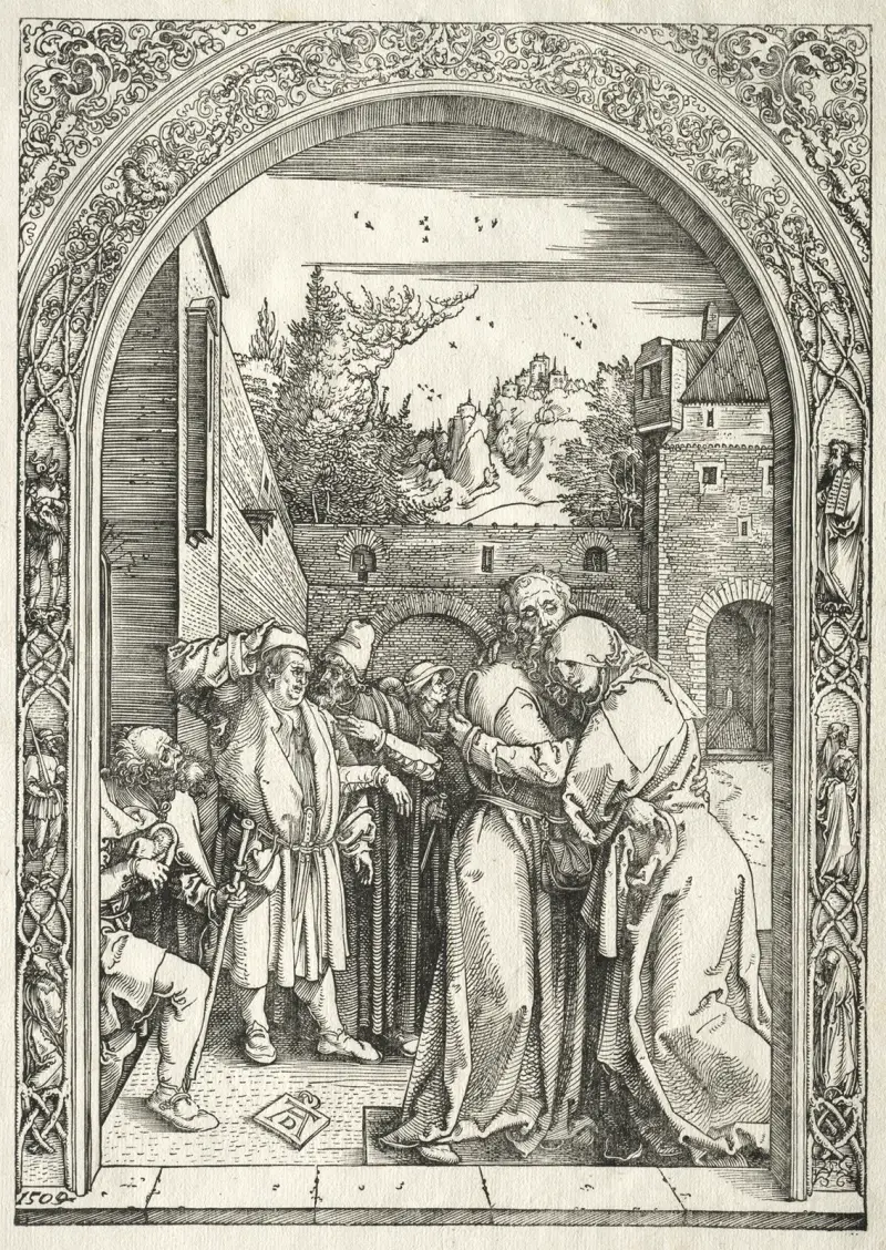Joachim and Anna Embracing under the Golden Gate av Albrecht Dürer