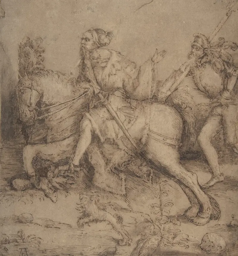 Knight on Horseback and Landsknecht av Albrecht Dürer