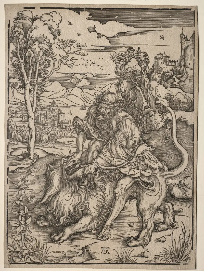 Samson zabijający lwa, Albrecht Dürer
