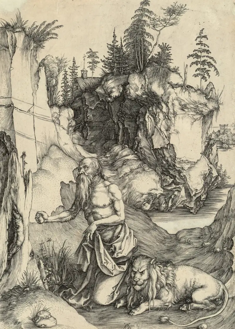 St. Jerome in penitence, 1496 av Albrecht Dürer
