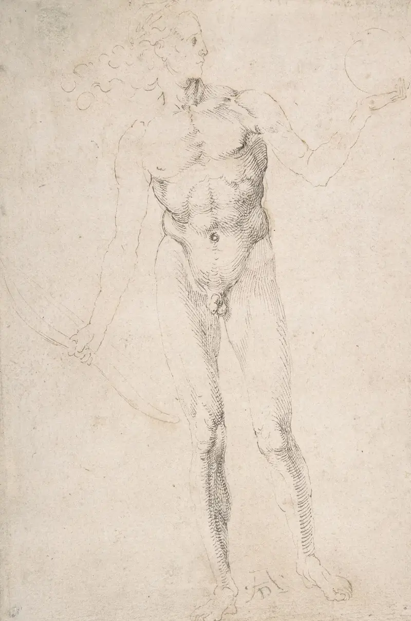 Standing Male Nude Holding a Bow (‘Poynter Apollo’) (1501–3) av Albrecht Dürer