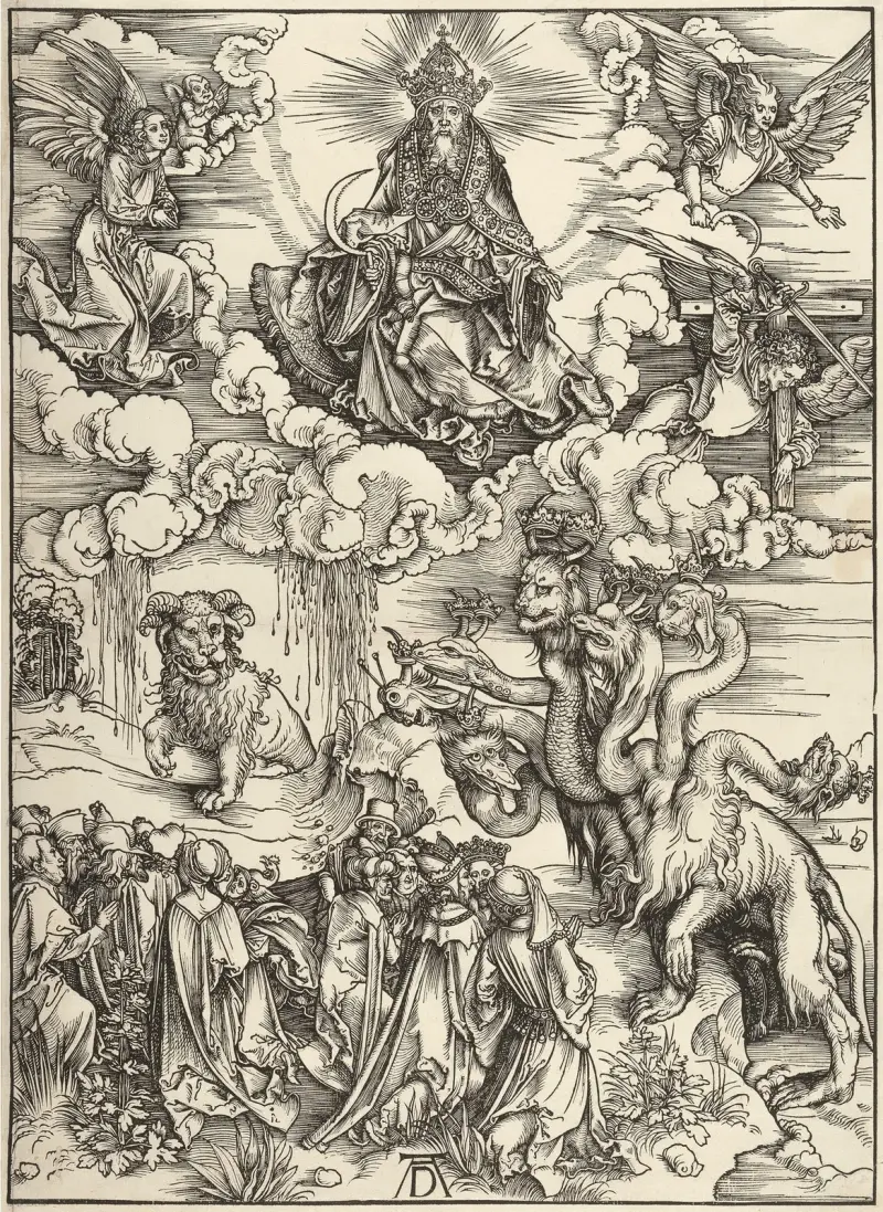The beast with two horns like a lamb, from The Apocalypse av Albrecht Dürer