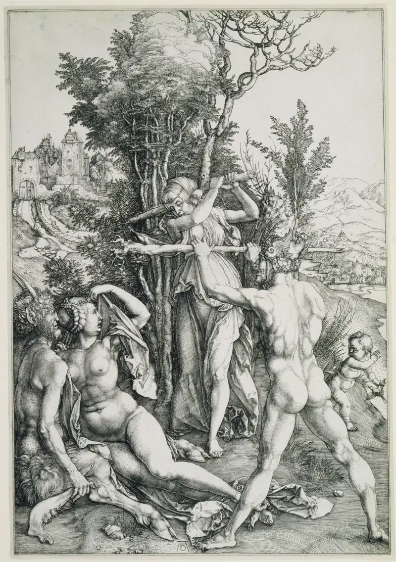 The Combat of Vitue and Pleasure in the Presence of Hercules av Albrecht Dürer