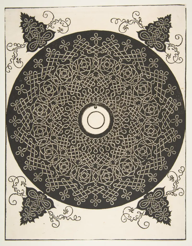 The Fourth Knot. Interlaced Roundel with a Round Medallion in its Center av Albrecht Dürer