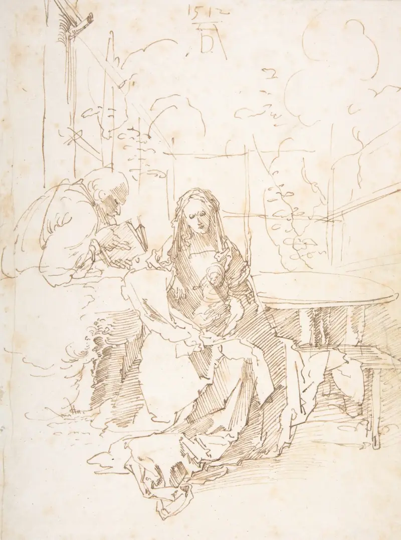 Den heliga familjen i en inhägnad trädgård av Albrecht Dürer