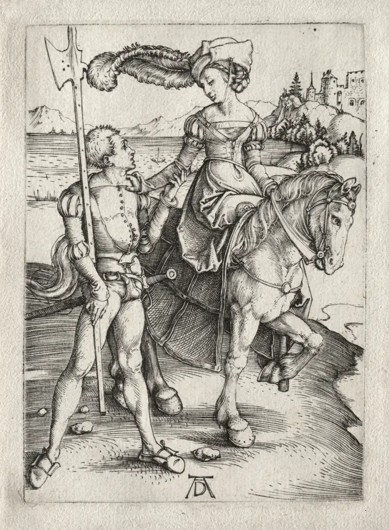 Den ridande damen och landsknekten av Albrecht Dürer