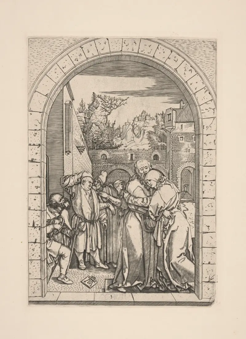 The Meeting of Joachim and Anne at the Golden Gate av Albrecht Dürer
