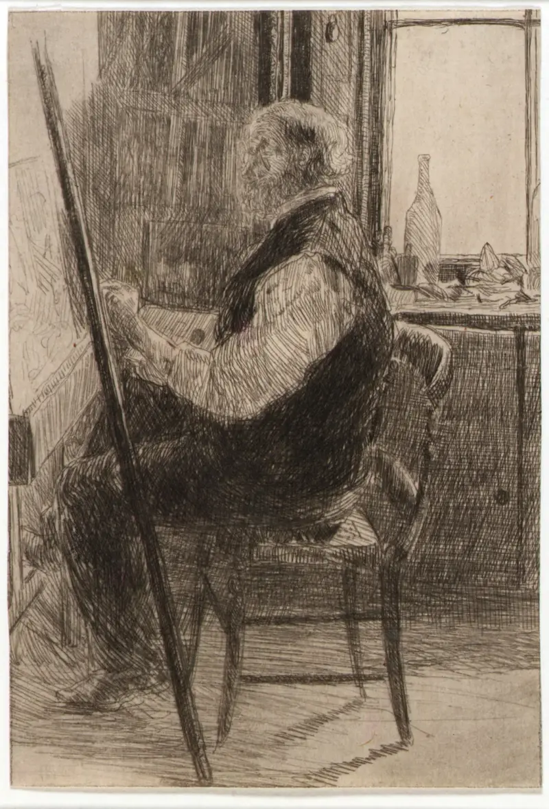 Konstnär vid staffliet av Julian Alden Weir