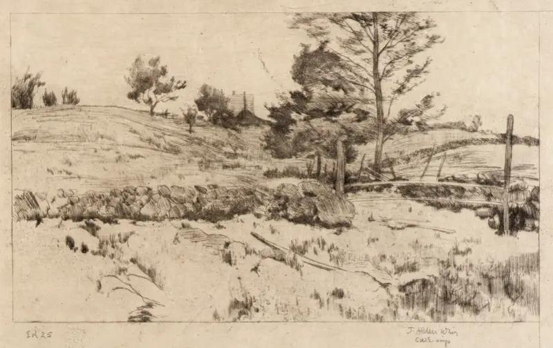 Landskap (Skiss av fält) av Julian Alden Weir