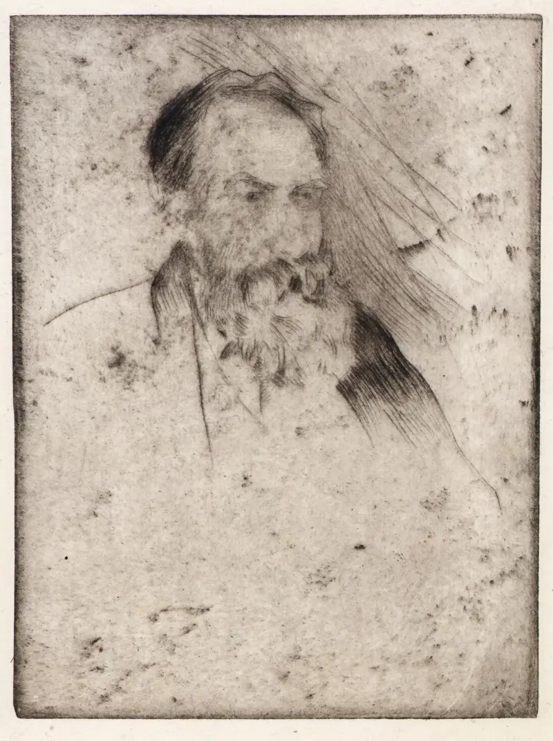 Porträtt av Albert P. Ryder av Julian Alden Weir