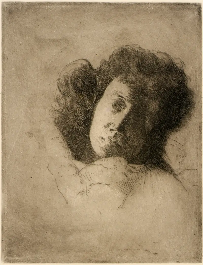 Studie av en kvinnas huvud av Julian Alden Weir