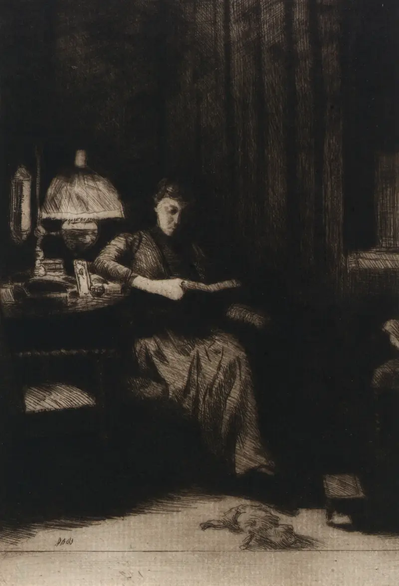 Kvällslampan av Julian Alden Weir