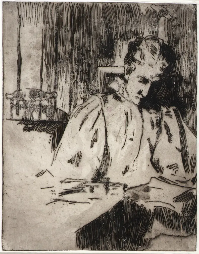 Kvinna som läser av Julian Alden Weir