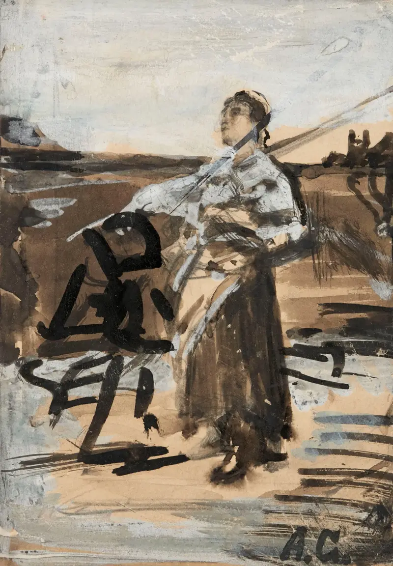 Girl with a rake, sketch for the painting ‘The Angelus’ av Aleksander Gierymski