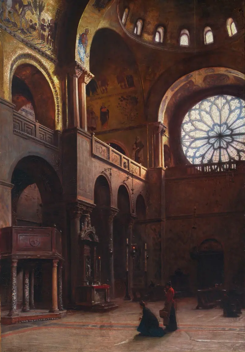 Interiör från Markuskyrkan i Venedig av Aleksander Gierymski