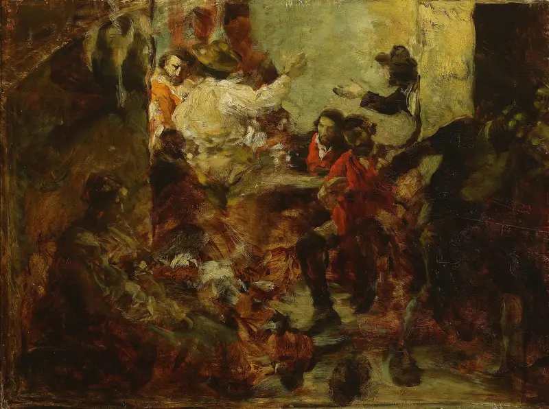 Tavern in Rome, sketch av Aleksander Gierymski
