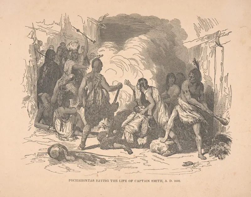 Pochahontas saving the life of Captain Smith, A.D. 1608. av Alexander Anderson