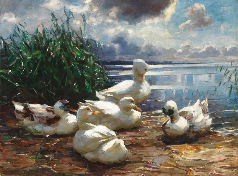 Ankor på Chiemsee i annalkande oväder av Alexander Koester