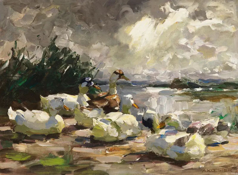 Ankor vid stranden (vacker molnstämning) av Alexander Koester