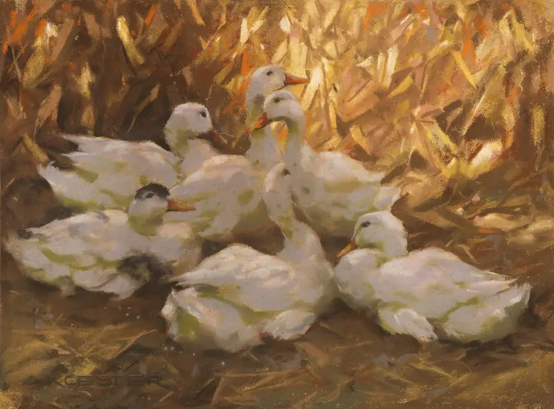 Sechs Enten im Stroh av Alexander Koester