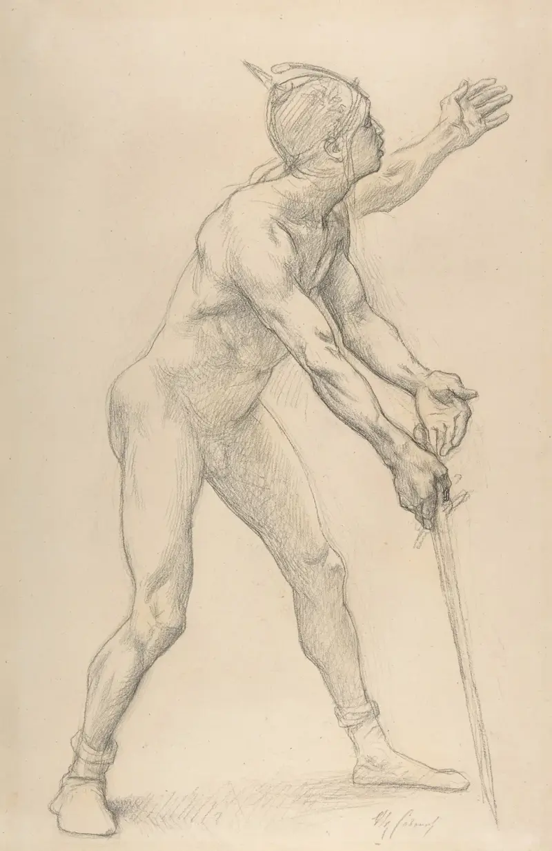 Manlig nakenstudie med svärd av Alexandre Cabanel