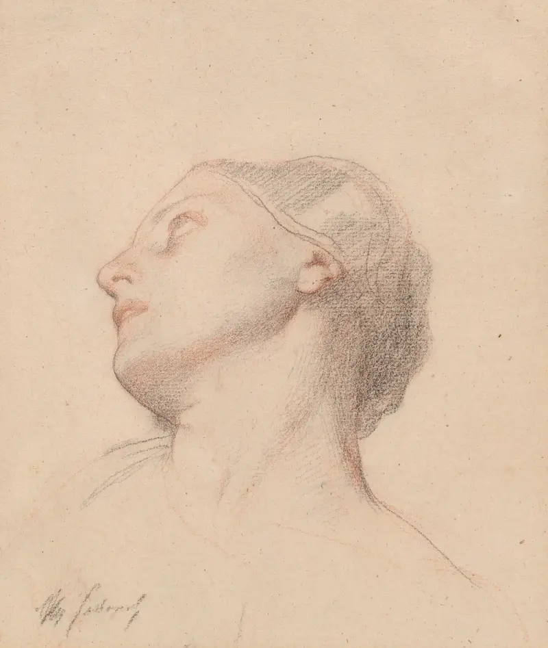 Studie av ett kvinnohuvud, för förhärligandet av St. Louis av Alexandre Cabanel