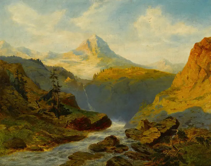 Ein Fluss in den Alpen von Alexandre Calame