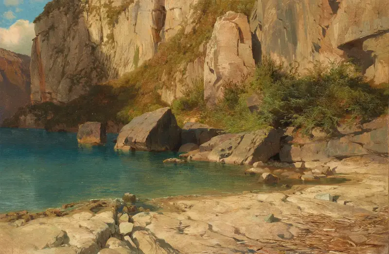 Vid Flüelen vid Vierwaldstättersjön av Alexandre Calame