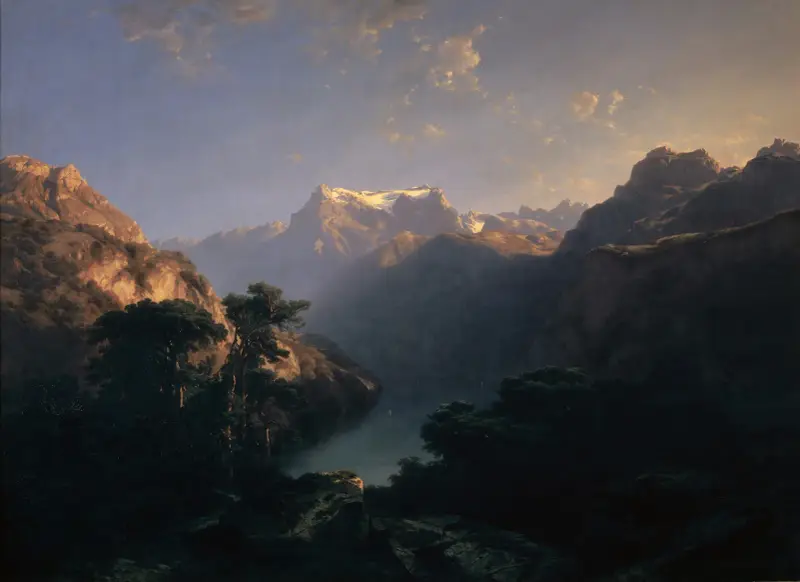 By the Lake of Uri av Alexandre Calame