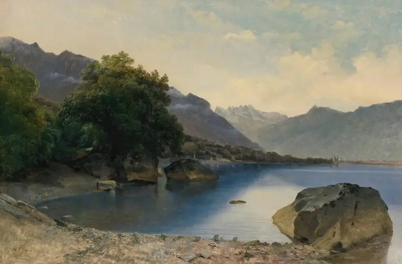 Petite Baie Du Lac Léman Près De Chillon av Alexandre Calame