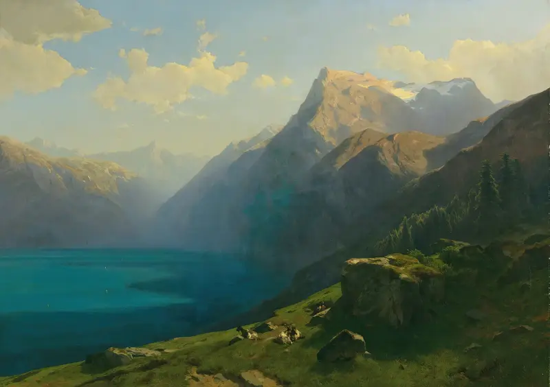 Utsikt över Vierwaldstättersjön från Seelisberg av Alexandre Calame