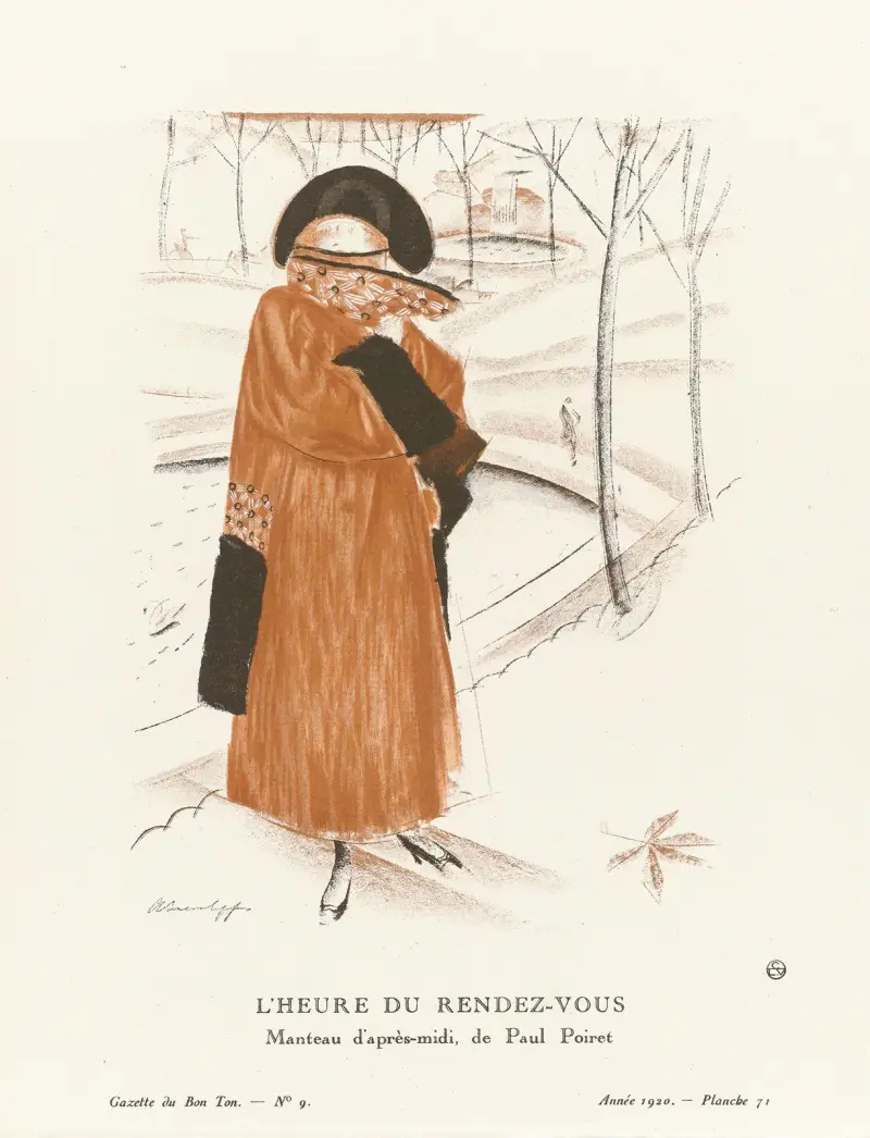 L’Heure du rendez-vous Manteau d’après-midi, de Paul Poiret av Alexandre Jacovleff