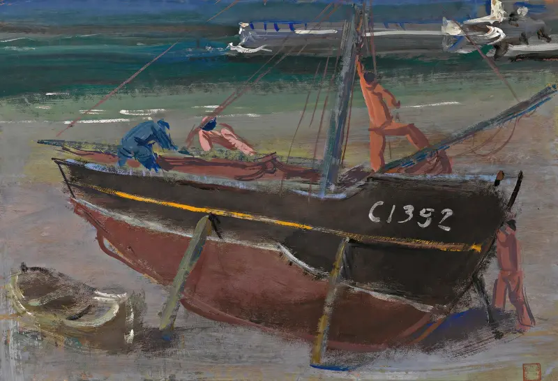 Moored Boat av Alexandre Jacovleff