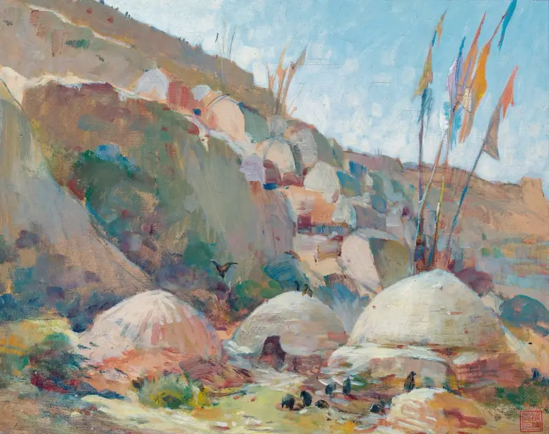 Chimeriskt landskap av Alexandre Jacovleff