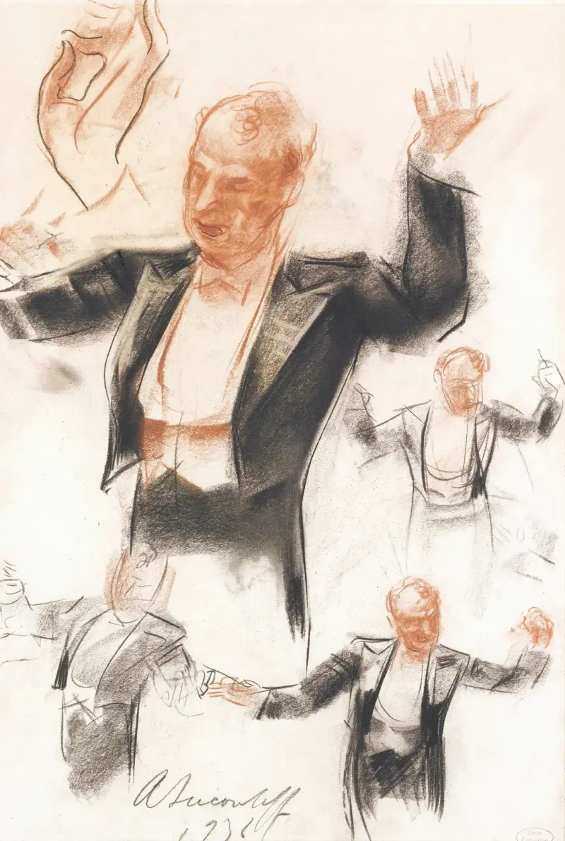 Sergei Kusevitsky Conducting The Boston Symphony Orchestra av Alexandre Jacovleff