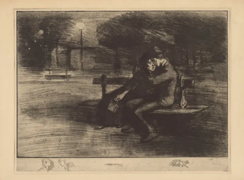 Älskande på en bänk av Théophile Alexandre Steinlen