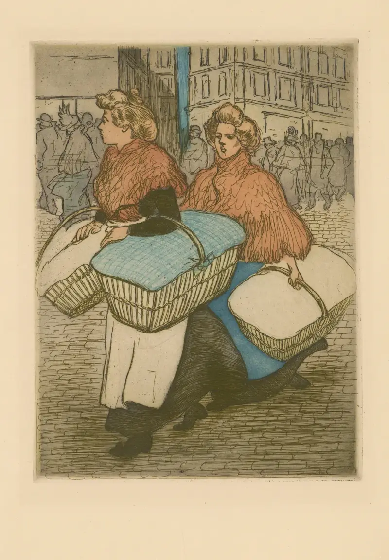 Tvätterskor som bär tillbaka arbetet av Théophile Alexandre Steinlen