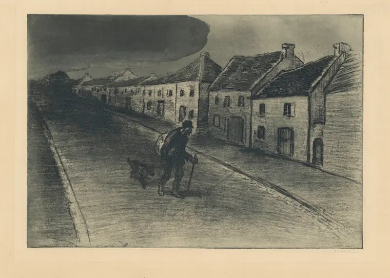 Der Landstreicher, der ein schlafendes Dorf durchquert von Théophile Alexandre Steinlen