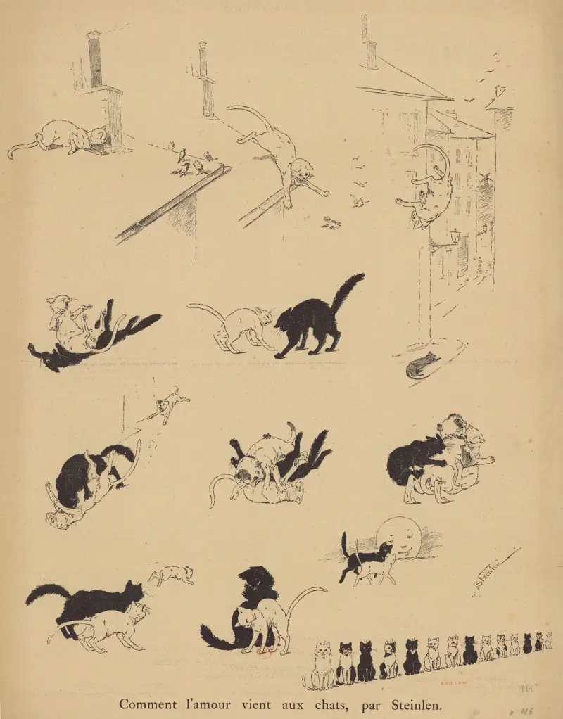Hur kärleken kommer till katterna av Théophile Alexandre Steinlen
