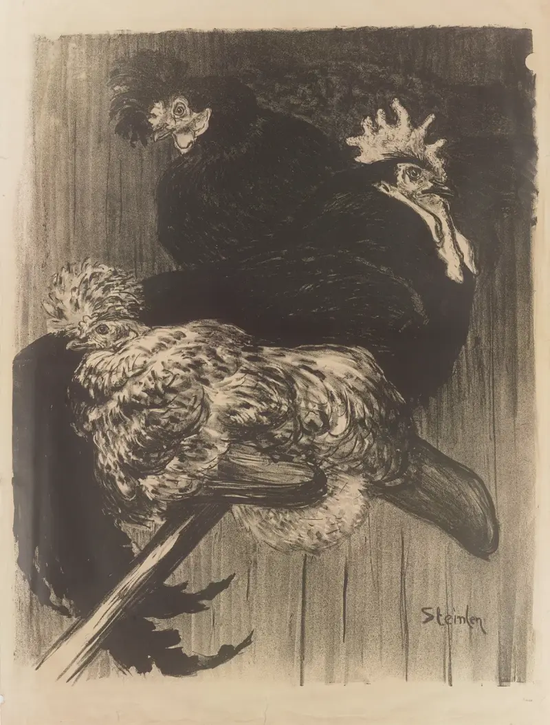 Tupp och hönor av Théophile Alexandre Steinlen