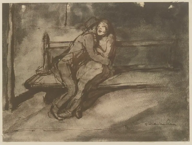 Par på en bänk av Théophile Alexandre Steinlen