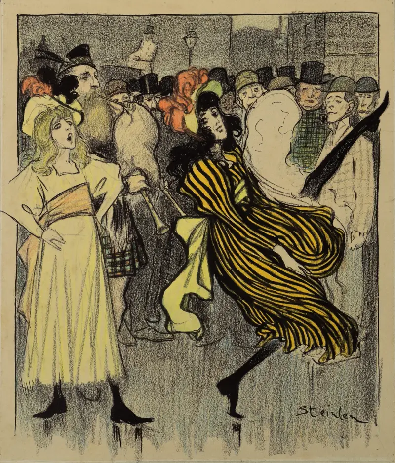 Skotsk dansös på en gata i London av Théophile Alexandre Steinlen