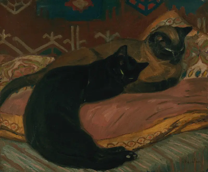 Två katter liggande på en soffa av Théophile Alexandre Steinlen