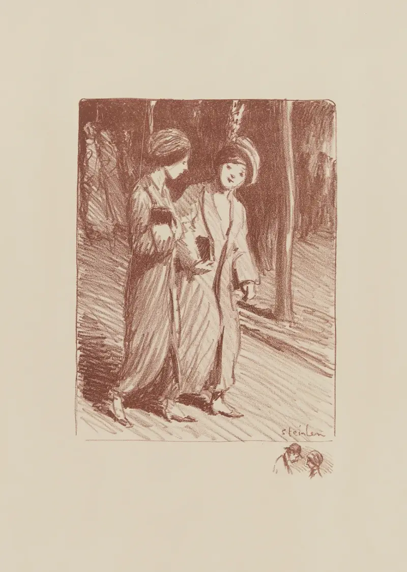 Två kvinnor på gatan av Théophile Alexandre Steinlen