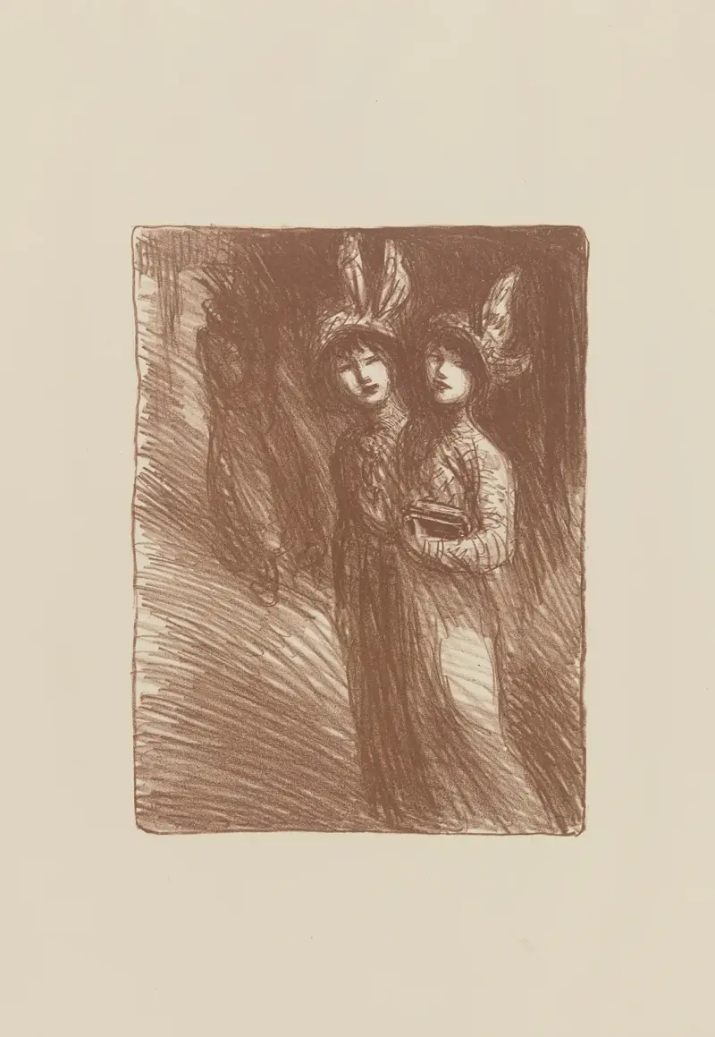 Två kvinnor i hatt av Théophile Alexandre Steinlen