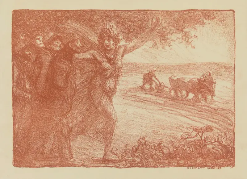Gala för att uppmuntra stympade jordbrukare att återvända till jorden – program av Théophile Alexandre Steinlen