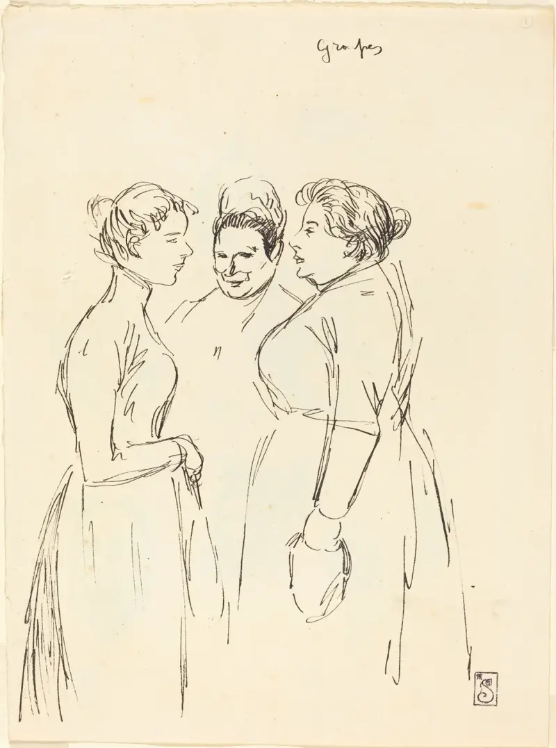 Skvallrande kvinnor av Théophile Alexandre Steinlen