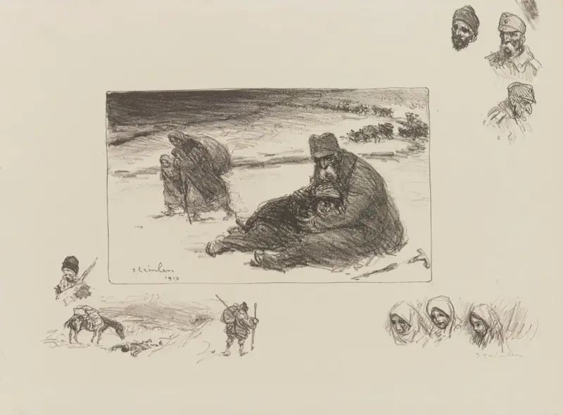 Det serbiska återtåget – kung Peter av Théophile Alexandre Steinlen
