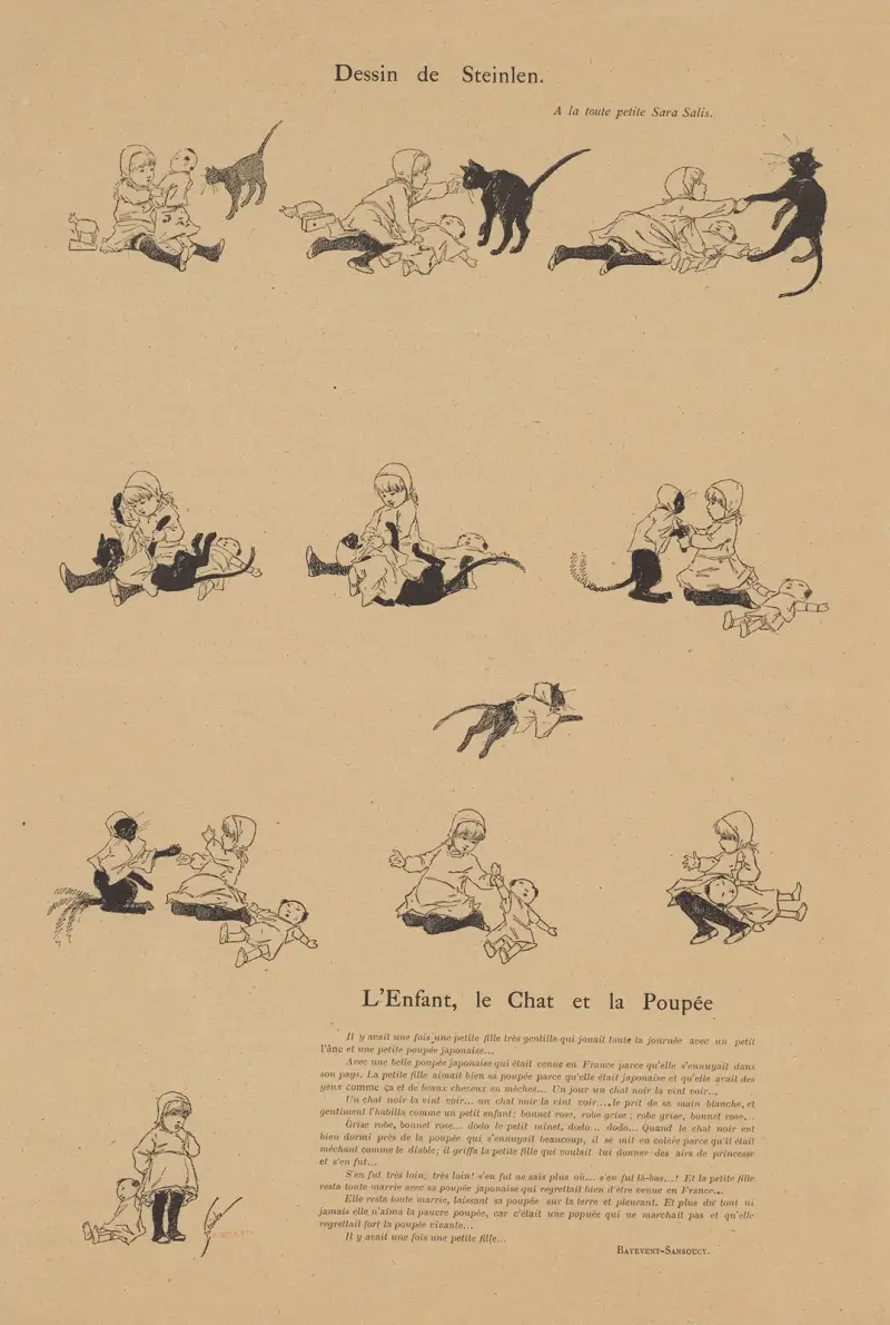 Barnet, katten och dockan av Théophile Alexandre Steinlen