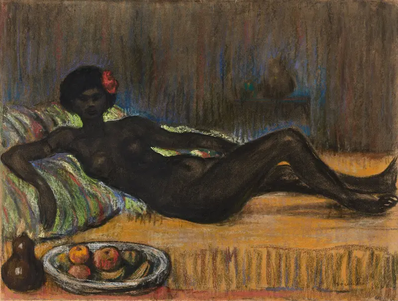 Masseida nackt auf einem Sofa liegend von Théophile Alexandre Steinlen